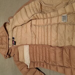 Reebok Tan Quilted Puffer Coat with Hood